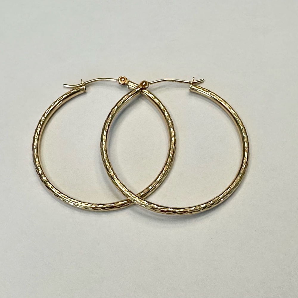 14k Yellow Gold Hoop Earrings 1.5”